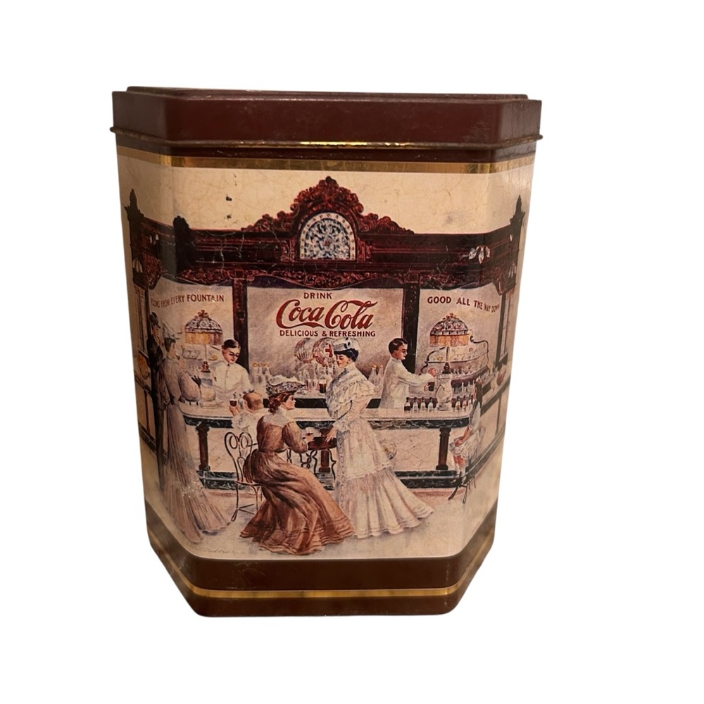 Vintage Coca-Cola‎ hexagon-shaped collectible tin